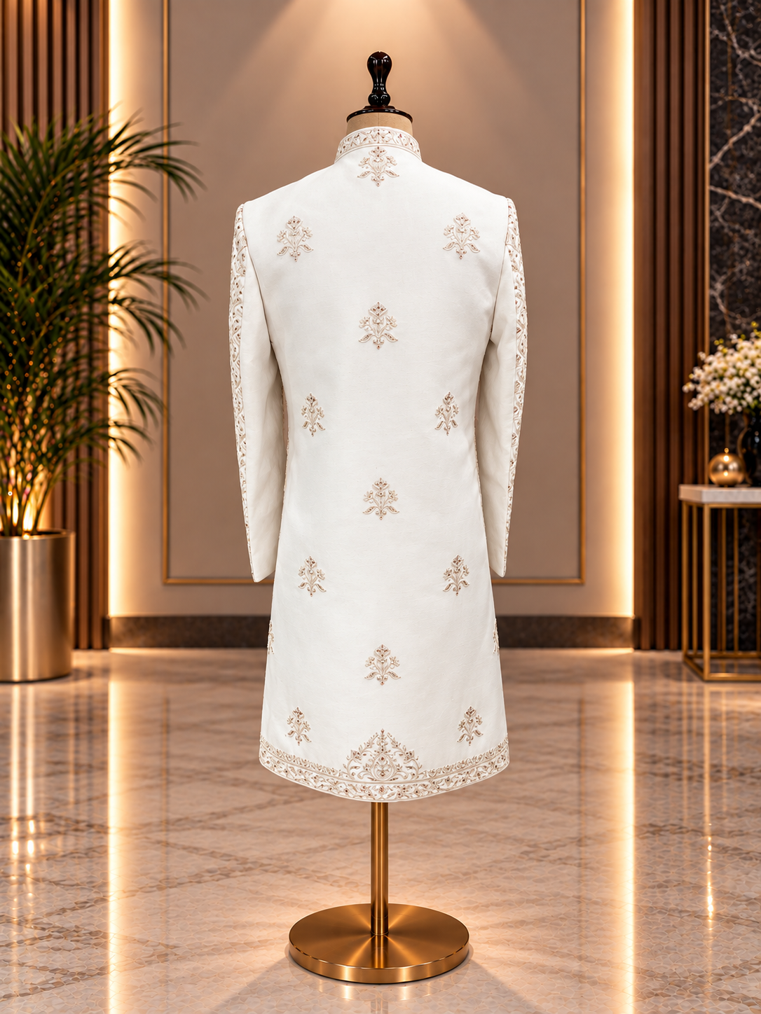 GOLDEN SHERWANI WITH ALL OVER HEAVY WORK