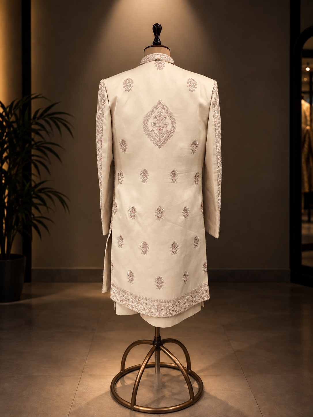 IVORY COLOR SHERWANI WITH JACKET WITH HANDWORK
