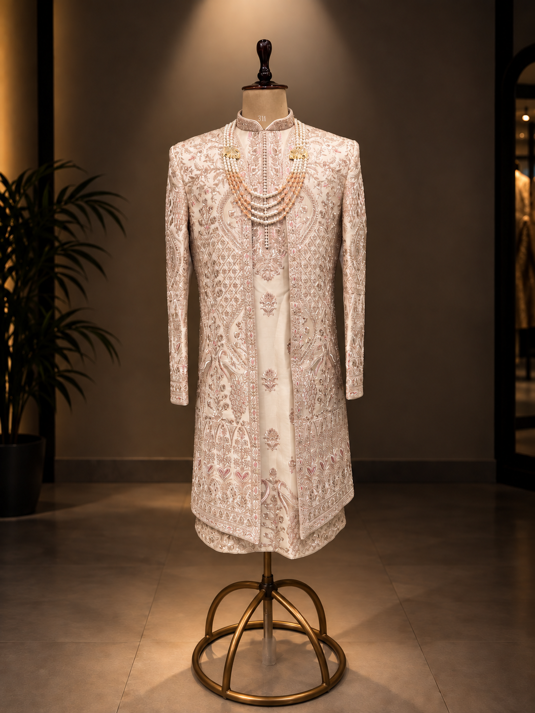 IVORY COLOR SHERWANI WITH JACKET WITH HANDWORK