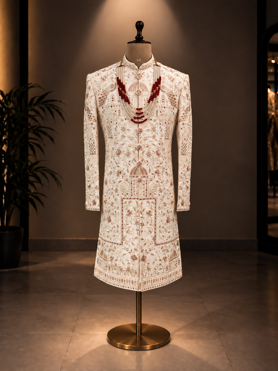 TRADITIONAL SHERWANI WITH ALL OVER WORK