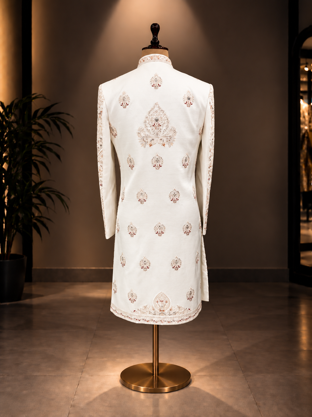 SHERWANI IN OFF WHITE SHADE WITH ELEGANT WORK
